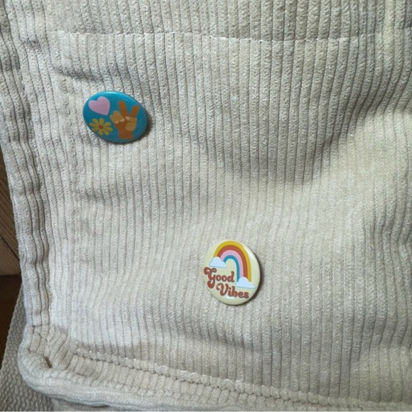 Cream/ Light Tan Corduroy Tote Bag with buttons (Bonus bag free) - Picture 7 of 12